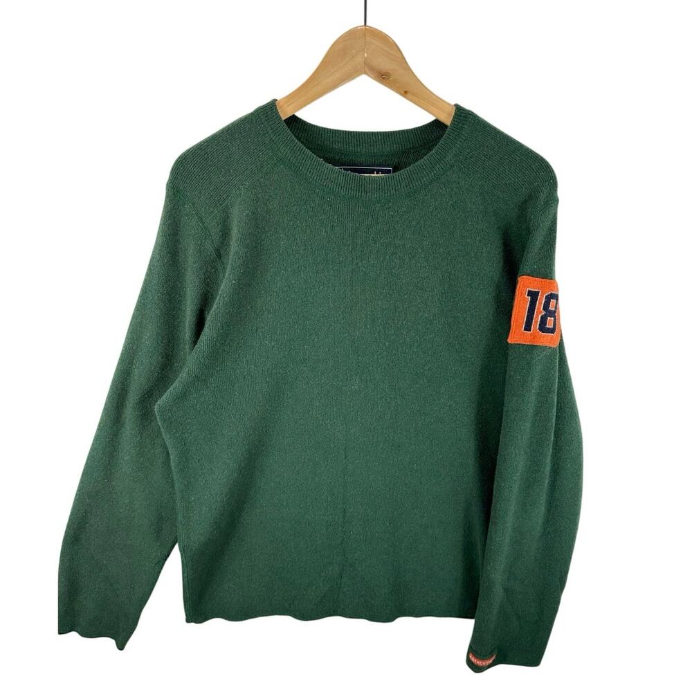 Abercrombie & Fitch Varsity Jumper Sweater Green Size XL Wool Blend Preppy
